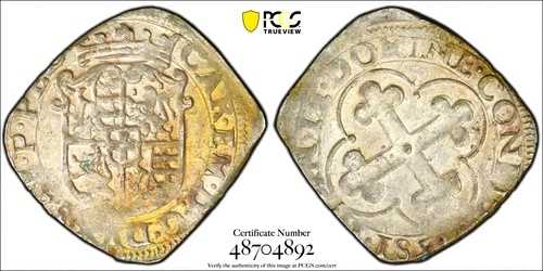 1581年 イタリア領サヴォイア・ソルド、シャンベリー、PCGS AU 55、KM-261.6、希少、イタリア