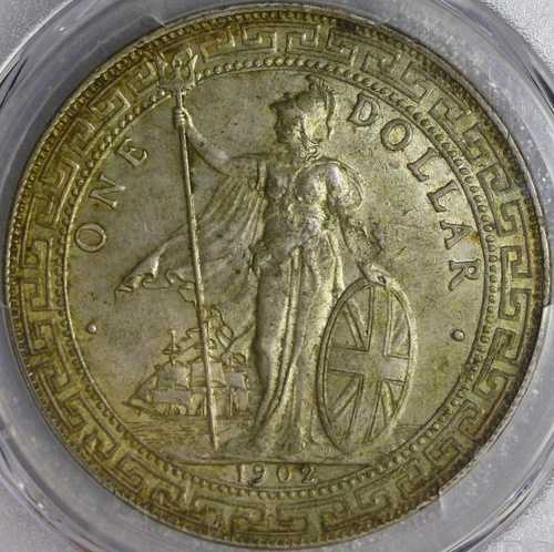 1902年 B 貿易ドル イギリス 銀貨 PCGS AU 詳細 良好な色調