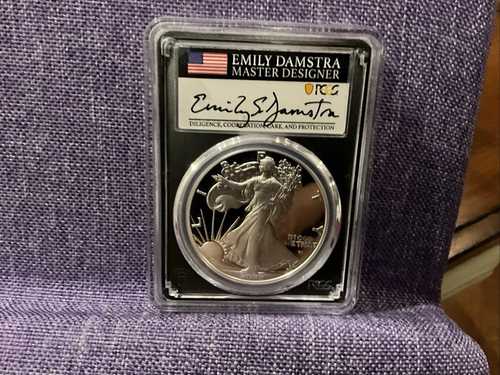 2022 S プルーフ シルバー イーグル PCGS PR70 DCAM 発行初日 エミリー・ダムストラ サイン入り
