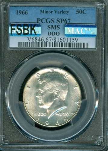 1966 DDO ケネディ ハーフ PCGS SP67 PQ MAC FSBK スポットレス ゴージャス。