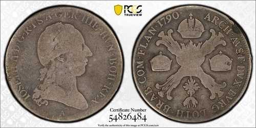 ローボール トップポップ 1790 A PCGS G6 オーストリア オランダ KM-34 シルバー 1/2Kr #55263A