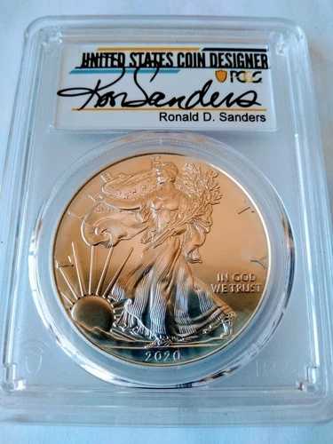2020-P 1ドル シルバーイーグル 緊急発行 PCGS MS70 FDOI ロナルド・サンダース ポップ (238)