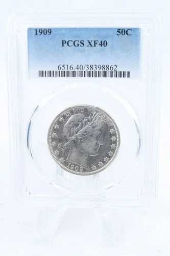 1909-P PCGS XF40 バーバー ハーフダラー ビジネス ストライク 50セント