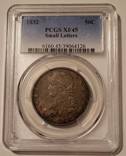 1832年 キャップドバスト ハーフドル 小文字 XF45 PCGS トーン