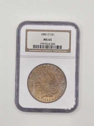1885-O モルガン・ダラー PCGS MS65 トーンゴールド 表面トーン