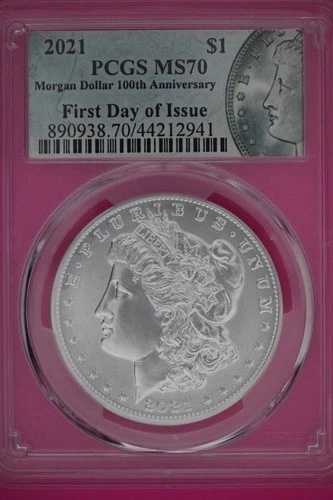 希少 2021 MS 70 モルガン銀貨 1日目発行 PCGS 鑑定済み 本物 940