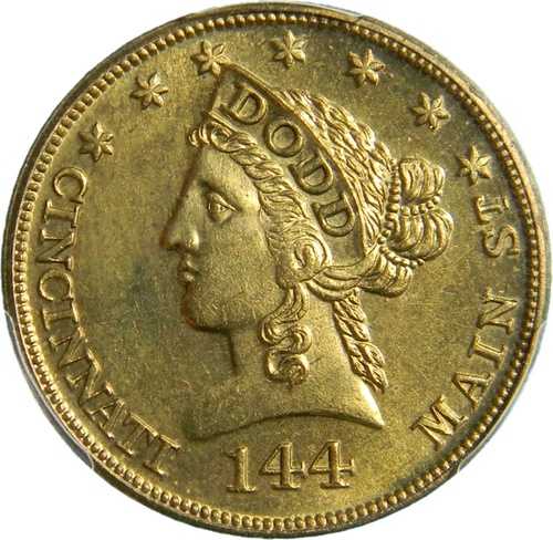 シンシナティ、オハイオ州、日付なし（1851年頃）ドッド＆カンパニー、ハッターズトークン PCGS MS 63（02-9） 77,440円