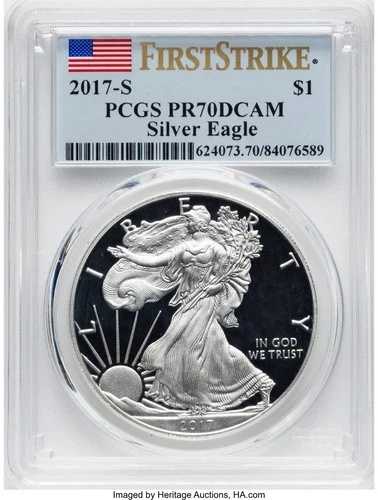 2017-S S$1 シルバーイーグル FS フラッグ PCGS PR70