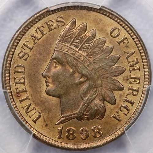 1898年 1セント インディアンヘッド セント - PCGS MS 64 RB
