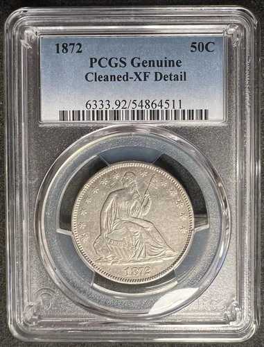 1872年 50セント PCGS XF 詳細 (4511) 古い軽いクリーニングでAUの詳細のように見える