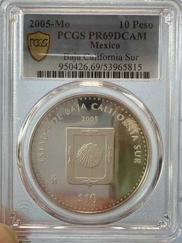 2005 Mo BAJA CALIFORNIA SUR 10 ペソ PCGS PR69DCAM メキシコ プルーフ エスペホ
