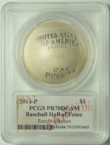 2014年野球殿堂入りシルバードル（PCGS PR-70 DCAM）ランディ・ジョンソン直筆サイン