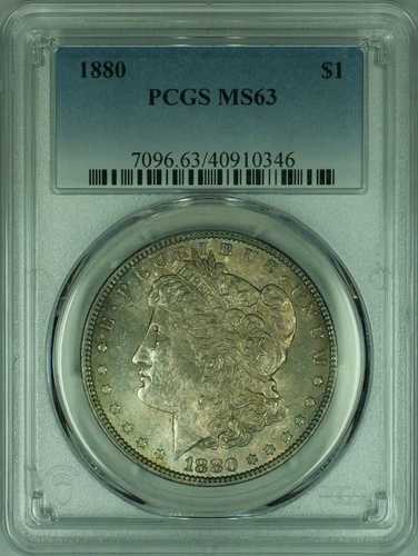 1880年 モルガン銀貨 S$1 PCGS MS-63 トーン (33)