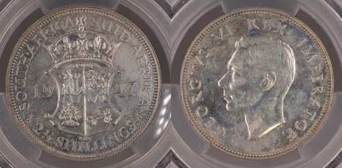 南アフリカ 1947年 2 1/2シリング プルーフ PCGS PR62 Unc KM#31 #1262｜WORLD RESOURCE【QUEEN店】