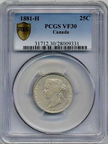 1881-H カナダ 25セント - チョイス・ベリーファイン、PCGS VF30 76,835円
