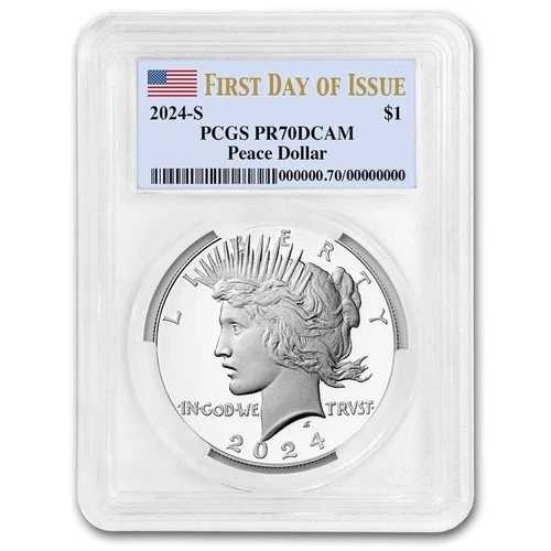 2024-S プルーフ銀貨 平和ドル PR-70 PCGS (発行初日)