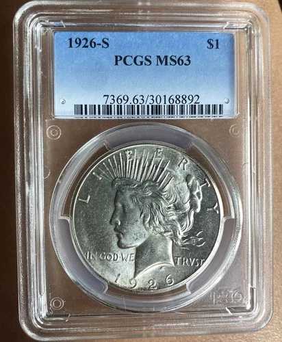 1926年 Sピース銀貨 $1 PCGS MS63 きれいな色調
