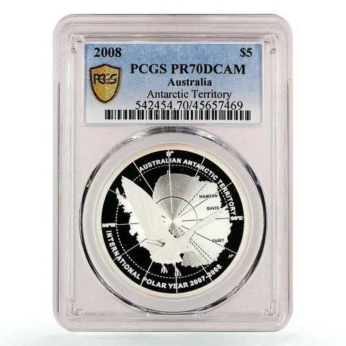 オーストラリア 5 ドル 南極領土オオトウゾクカモメ PR70 PCGS Ag コイン 2008