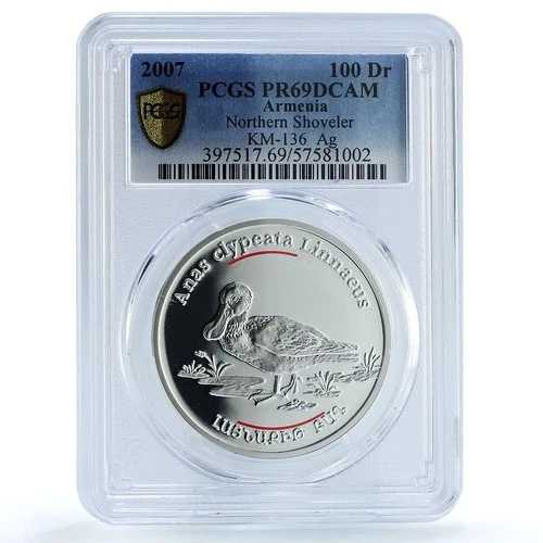 アルメニア 100ドラム ショベルダーダック KM-136 レッドブック バード PR 69 PCGS 銀貨 2007年 62,920円