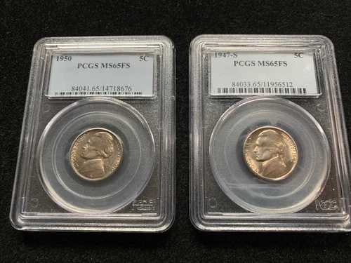 ジェファーソン・ニッケル 2枚セット - PCGS MS65FS ブルーホルダー 1950、1947-S