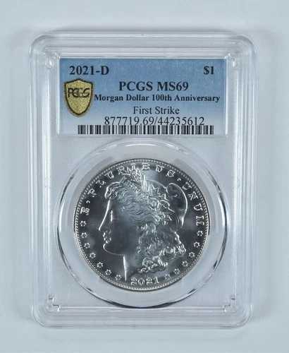 2021-D モルガン銀貨ファーストストライク MS69 PCGS ブルーラベル
