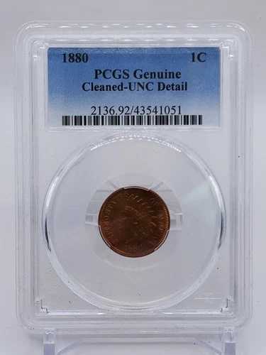 1880年インディアンヘッドセント PCGS純正UNC詳細クリーニング済み (122DM)