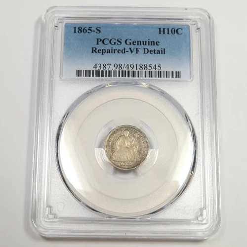 1865 S PCGS VF 詳細 - シルバー シート付きハーフダイム H10C 米国コイン #49923A