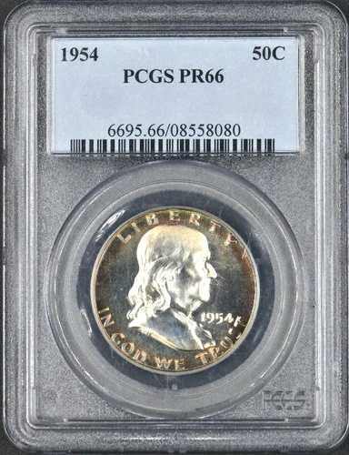 1954年 フランクリンシルバーハーフダラー PCGS PR 66