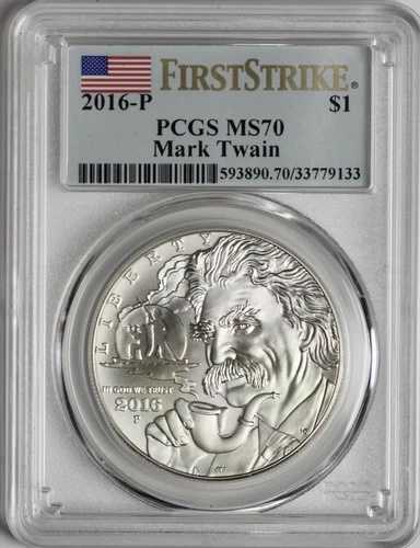 2016-P 1ドル マーク・トウェイン記念銀貨 PCGS MS-70 ファーストストライク