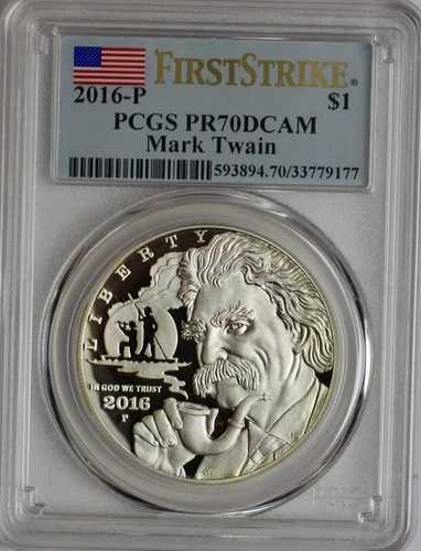 2016-P 1ドル マーク・トウェイン記念銀貨 PCGS PR70DCAM ファースト・ストライク