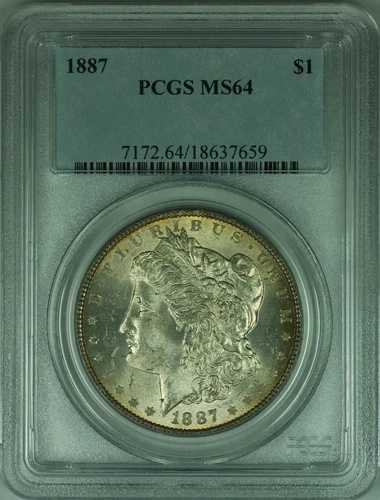 1887年 モルガン銀貨 $1 PCGS MS64 トーンリバース (32 D)