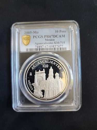 2005 メキシコ シルバー 10 ペソ アグアスカリエンテス 第 2 号 PcgsPF 67 ウルトラ カメオ レア 62,920円
