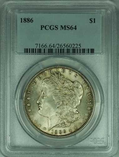1886年 モルガン シルバードルコイン $1 PCGS MS64 トーン (32 I)