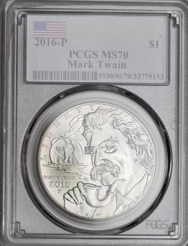 2016-P 1ドル マーク・トウェイン記念銀貨 PCGS MS70 ファーストストライク