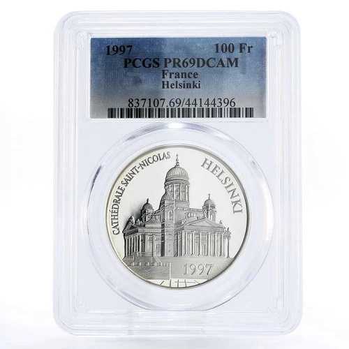 フランス 100フラン ヨーロッパ遺産 ヘルシンキ教会 PR69 PCGS 銀貨 1997年 62,920円
