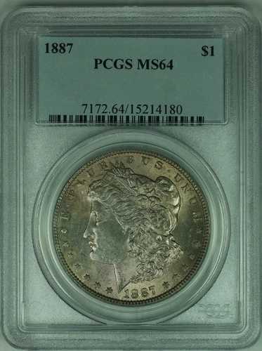 1887年 モルガン銀貨 $1 PCGS MS64 トーン表面 (32 E)