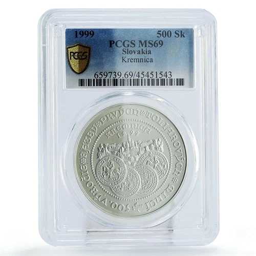スロバキア 500 コルン クレムニツァ ファースト ターラー クラフツマンズ MS69 PCGS 銀貨 1999