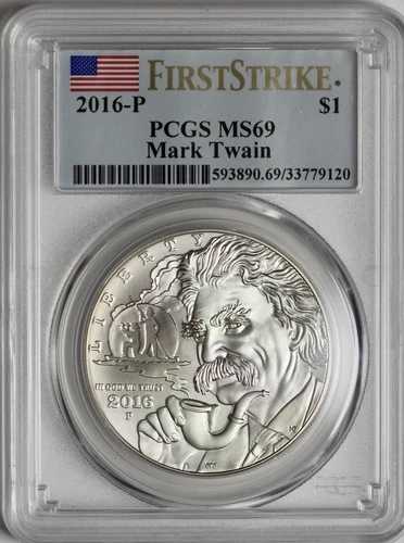 2016-P 1ドル マーク・トウェイン記念銀貨 PCGS MS69 ファーストストライク
