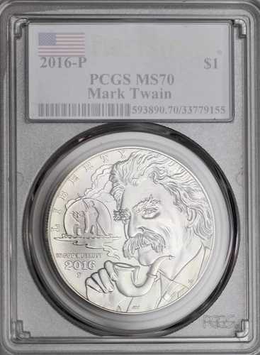 2016-P 1ドル マーク・トウェイン記念銀貨 PCGS MS70 ファーストストライク｜WORLD RESOURCE【QUEEN店】 62,920円