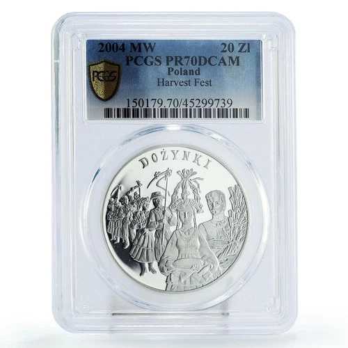 ポーランド 20 ズロティチ フォーク トラディション ハーベスト フェスト ドジンキ PR70 PCGS 銀貨 2004