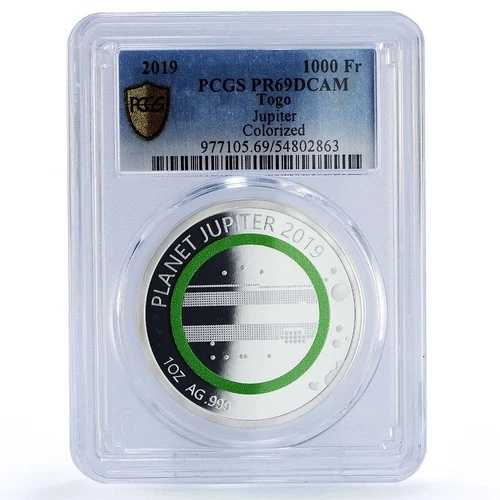 トーゴ 1000フラン 木星 太陽系 惑星 宇宙 PR69 PCGS 銀貨 2019年