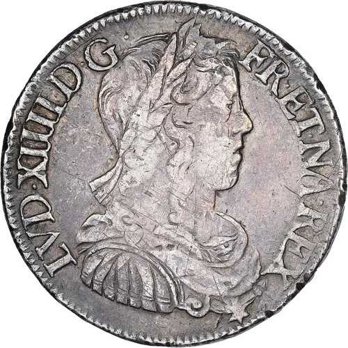 [#1508720] フランス、ルイ 14 世、1/2 エキュ、1/2 エキュ ア ラ メッシュ ロング、1649 年、ラ ロッシュ