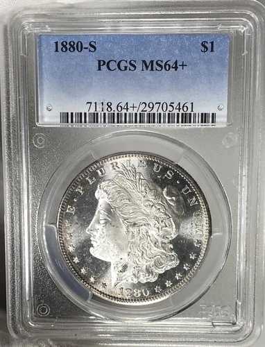 BU 1880-S モルガン銀貨 PCGS MS64+ 驚くほど鮮やかな光沢！VCAM