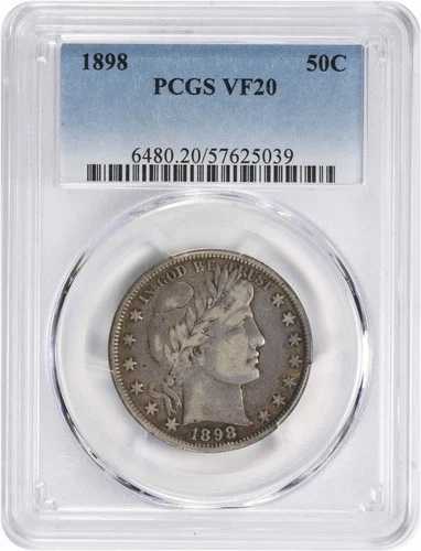 1898年 バーバー シルバー ハーフドル VF20 PCGS