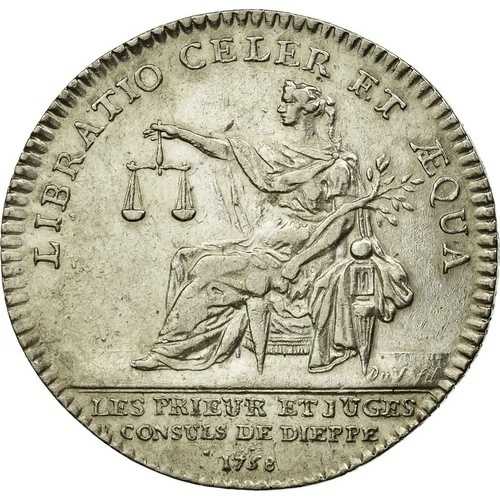 [#58520] フランス、トークン、ロイヤル、1758年、AU(50-53)、銀、フュアルデント:6411