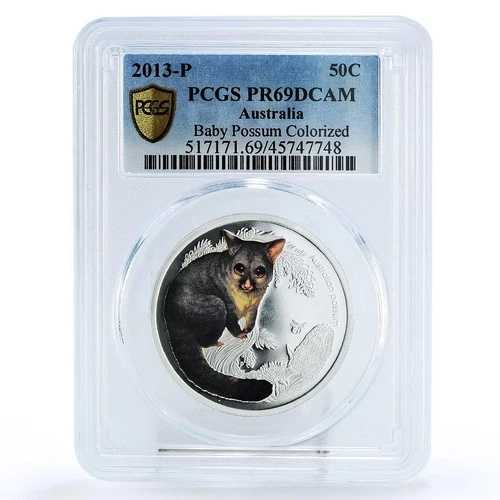 オーストラリア 50セント 絶滅危惧野生動物 赤ちゃんオポッサム 動物相 PR69 PCGS 農業コイン 2013