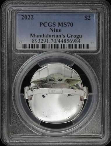 2022年 ニウエ 2ドル 1オンス カラーライズドシルバー マンダロリアンのグローグー PCGS MS 70 | スターウォーズ