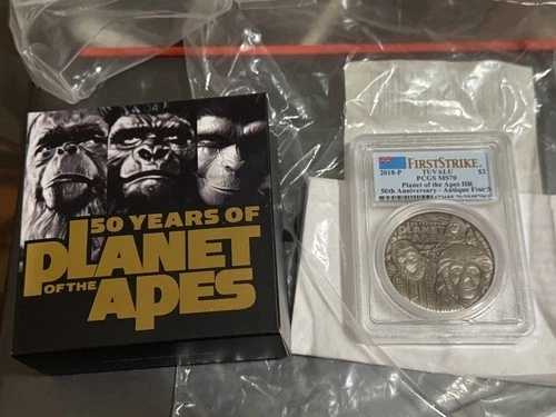 2018年 猿の惑星 50周年記念 PCGS MS70 2オンス .9999 銀地金コイン