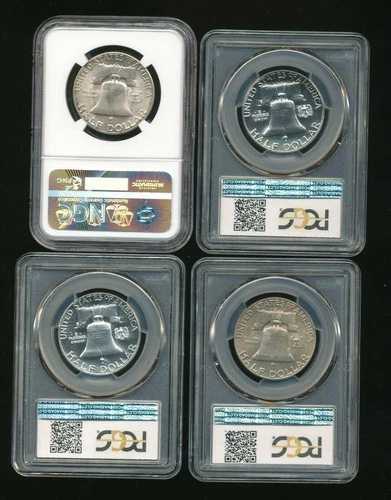 3 - PCGS & 1 - NGC認定フランクリンハーフダラー、プルーフおよびUNC r