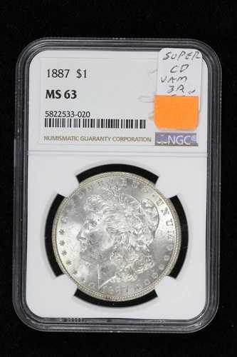 1887年モルガン・ダラー VAM-3A ニアデート、ダブル1-7スーパーCD NGC MS 63 3B4L